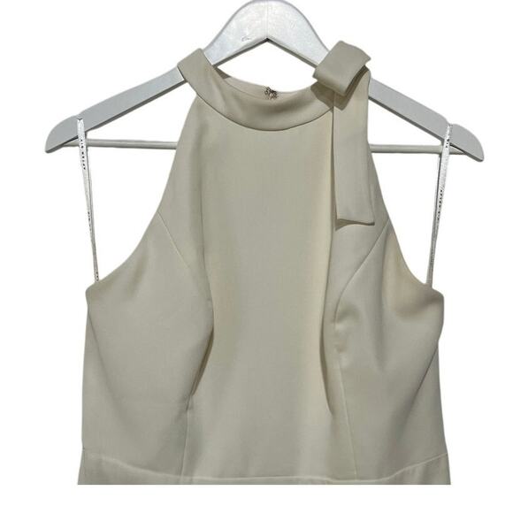 After Six High Neck Halter Backless Bridesmaid Formal Dress Ivory Size 14R 6827 - Picture 5 of 16